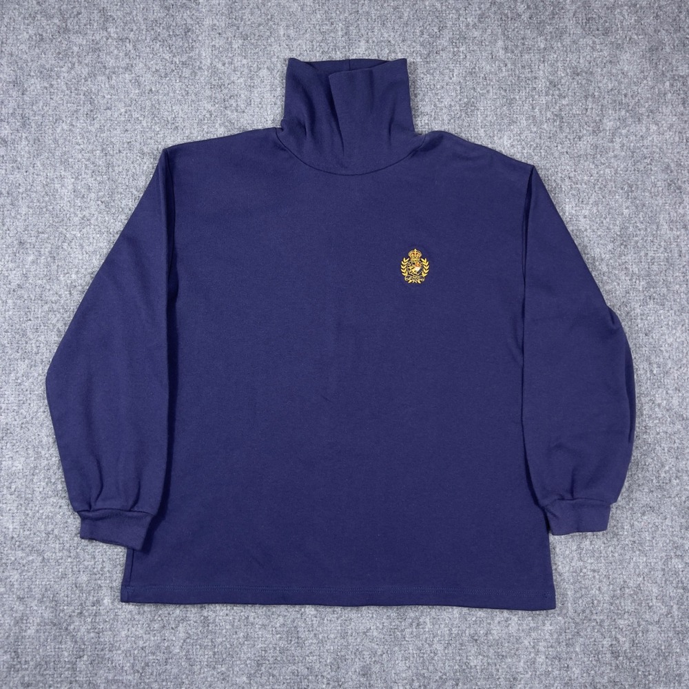 Polo‎ Ralph Lauren Turtleneck Mens L Navy Blue Vintage Crest Made in USA